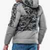 Karter Mens Duck Down Light Gray Patterned Puffer Jacket With Hood