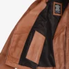 Women's Asymmetrical Biker Style Belted Tan Leather Jacket