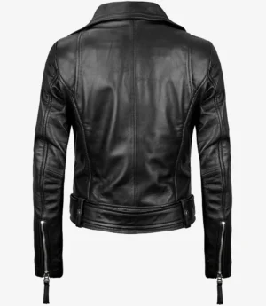 Women's Black Asymmetrical Biker Style Leather Jacket