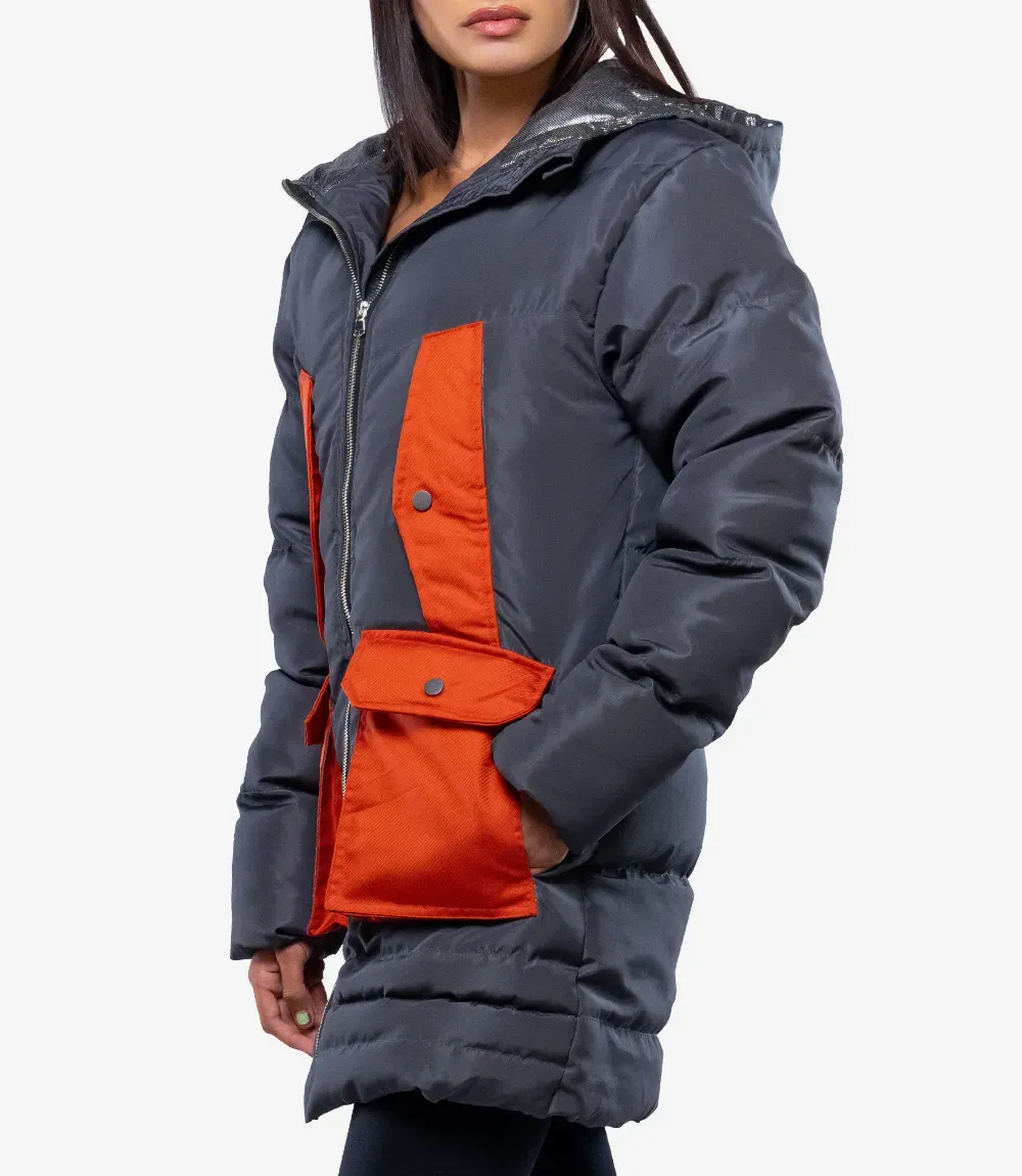 Reid Womens Every Dark Grey Rusk Puffer Jacket With Hood Reid Womens Every Dark Grey Rusk Puffer Jacket With Hood