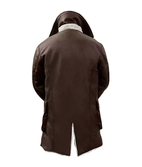Men's Brown Bane Sherpa Leather Coat - Swedish Winter Coat