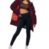 Reid Women’s Maroon & Rust Puffer Jacket With Hood