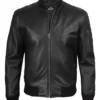 Men's Bryan Black Bomber Leather Jacket – Minimalist Edition