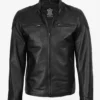 Men's Black Lambskin Leather Biker Style Jacket