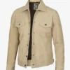 Men's Classic Camel Suede Trucker Style Jacket