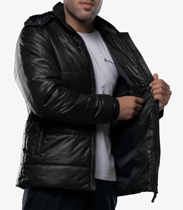 Salvador Men’s Black Puffer Jacket – Hooded | Down Insulated