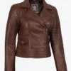 Women's Asymmetrical Cognac Leather Biker Style Jacket