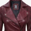 Women's Real Lambskin Leather Maroon Biker Style Jacket