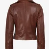 Womens Distressed Asymmetrical Cognac Biker Style Leather Jacket