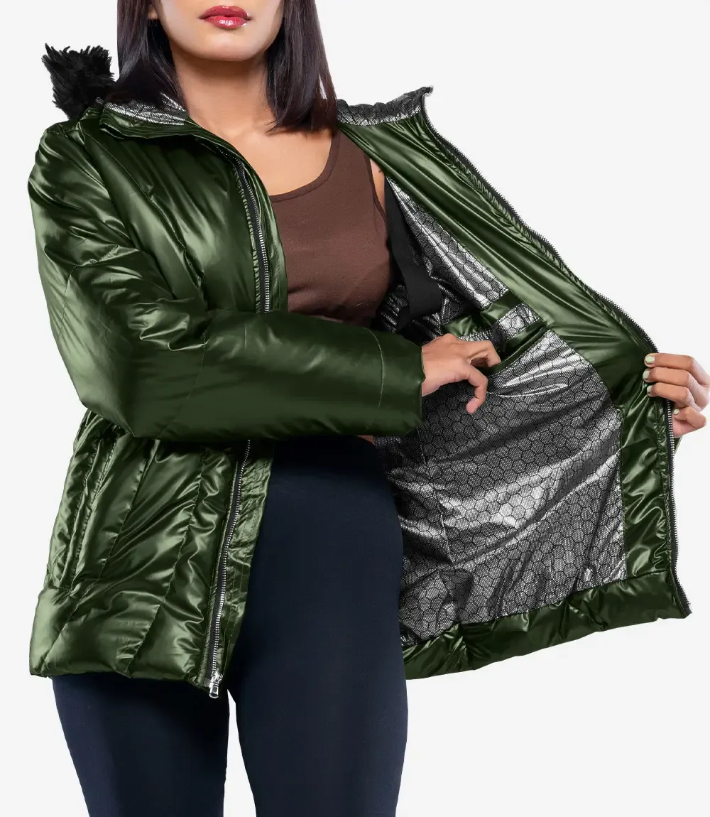 Lexie Women’s Duck Down Green Puffer Jacket - 700 Fill Insulation Lexie Women’s Duck Down Green Puffer Jacket - 700 Fill Insulation