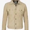 Men's Classic Camel Suede Trucker Style Jacket