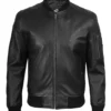 Men's Bryan Black Bomber Leather Jacket – Minimalist Edition