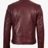 Men's Burgundy Biker Style Leather Jacket
