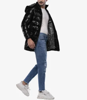 Carlos Men's Duck Down Black Puffer Jacket with Hood