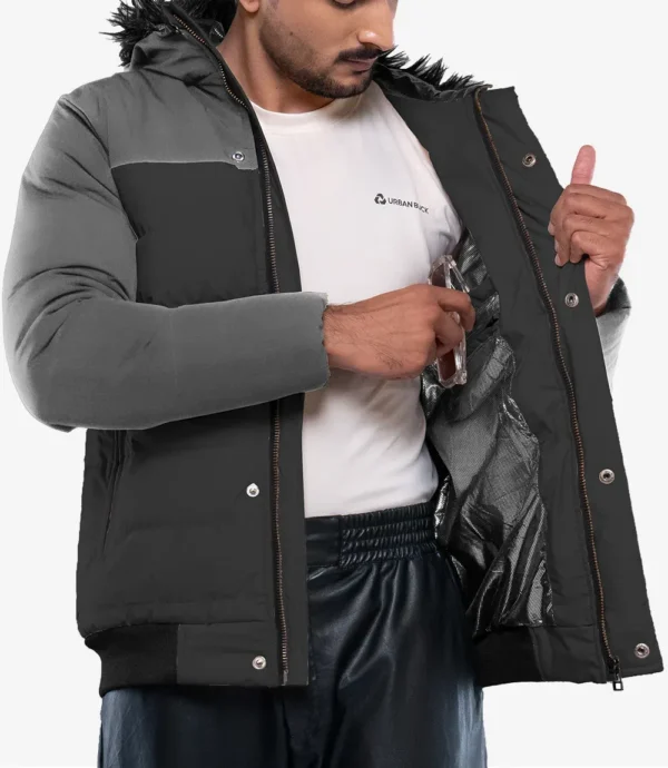 Walter Men’s Duck Down Dark Gray Puffer Jacket with Hood