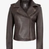 Women's Dark Brown Asymmetrical Biker Style Leather Jacket