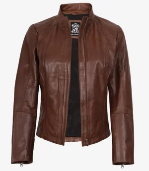 Acerra Women's Slim Fit Biker Style Leather Jacket