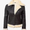 Women's Dark Brown B3 Leather Bomber Shearling Jacket