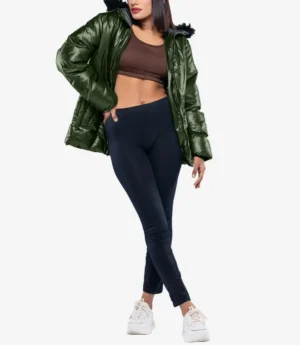 Lexie Women’s Duck Down Green Puffer Jacket - 700 Fill Insulation