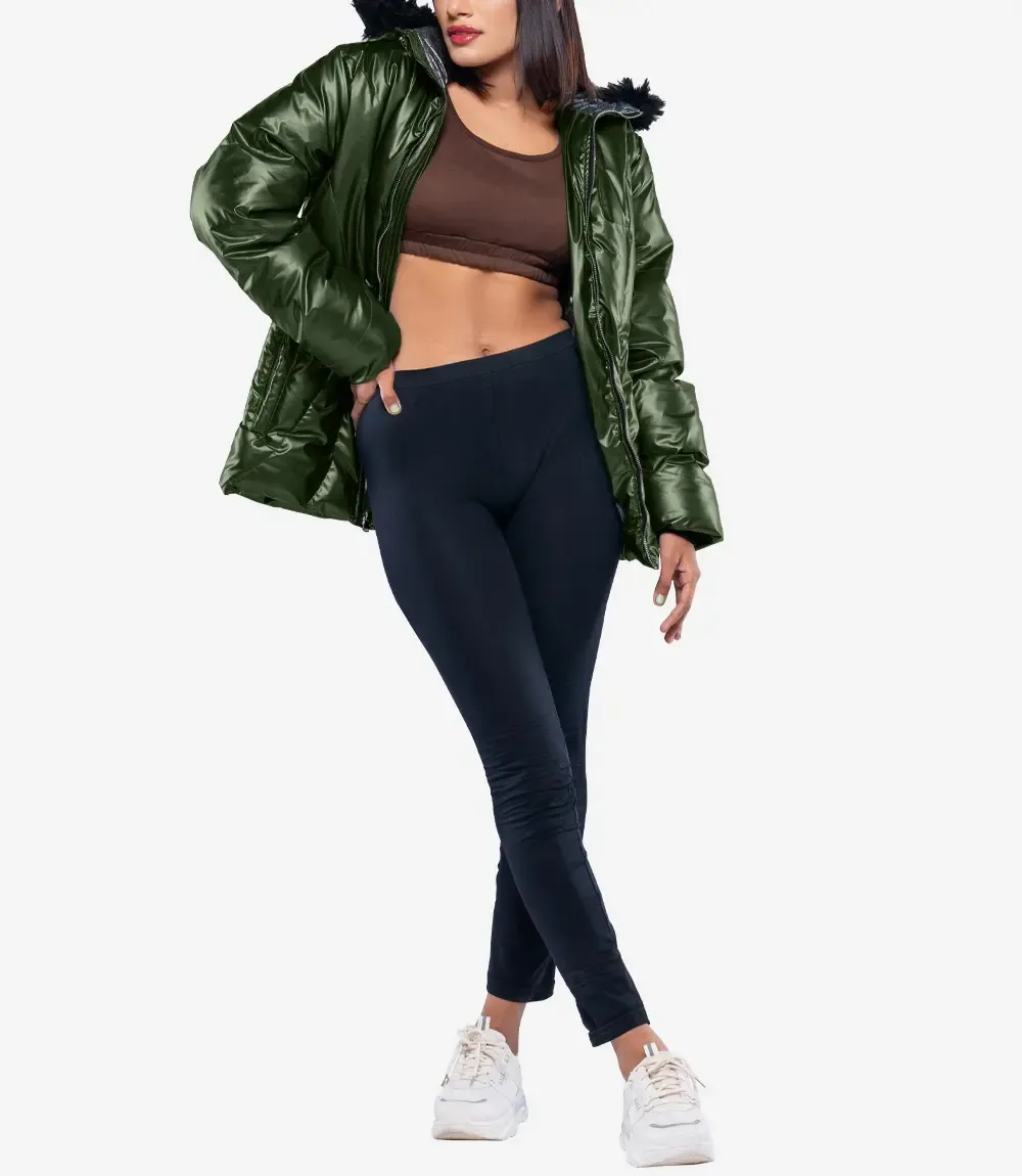 Lexie Women’s Duck Down Green Puffer Jacket - 700 Fill Insulation Lexie Women’s Duck Down Green Puffer Jacket - 700 Fill Insulation