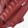 Women's Red Asymmetrical Padded Leather Biker Style Jacket