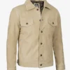 Men's Classic Camel Suede Trucker Style Jacket