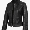 Bergamo Womens Black Biker Style Leather Jacket