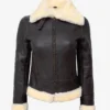 Women's Dark Brown B3 Leather Bomber Shearling Jacket