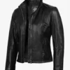 Acerra Womens Slim Fit Black Biker Style Leather Jacket