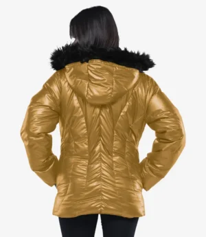 Lexie Women’s Duck Down Gold Puffer Jacket - 700 Fill Insulation
