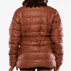 Robin Womens Vegan Leather Duck Down Cognac Puffer Jacket