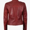 Women's Red Asymmetrical Padded Leather Biker Style Jacket
