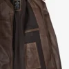 Dodge Men's Waxed Chocolate Brown Biker Style Leather Jacket