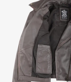 Women's Dark Brown Asymmetrical Biker Style Leather Jacket