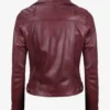 Women's Real Lambskin Leather Maroon Biker Style Jacket
