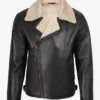 Men's Dark Brown Biker Style Shearling Leather Jacket