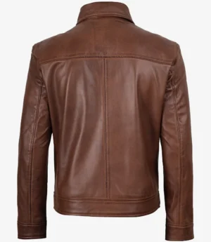 Mens Classic Cognac Harrington Leather Jacket