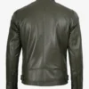 Dodge Olive Green Biker Style Leather Jacket for Men
