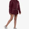 Robin Womens Vegan Leather Duck Down Maroon Puffer Jacket