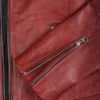 Womens Real Leather Red Waxed Biker Style Jacket