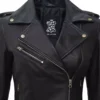 Margaret Womens Black Biker Style Leather Jacket With Belt