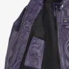 Women's Purple Biker Style Leather Jacket - Quilted Shoulder