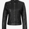 Bergamo Womens Black Biker Style Leather Jacket