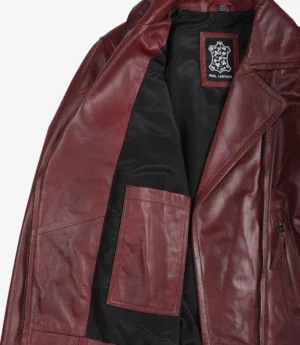 Womens Real Lambskin Leather Burgundy Biker Style Jacket