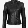 Acerra Womens Slim Fit Black Biker Style Leather Jacket