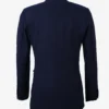 Women's Notch Lapel Navy Blue Wool Blazer - Single Button Closure