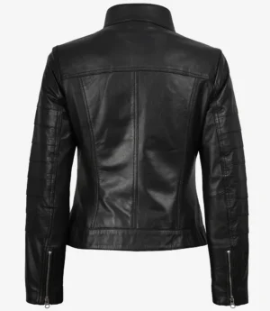 Bergamo Womens Black Biker Style Leather Jacket
