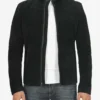 Men's Classic Black Suede Biker Style Jacket