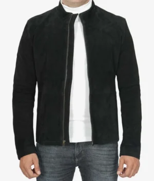 Men's Classic Black Suede Biker Style Jacket
