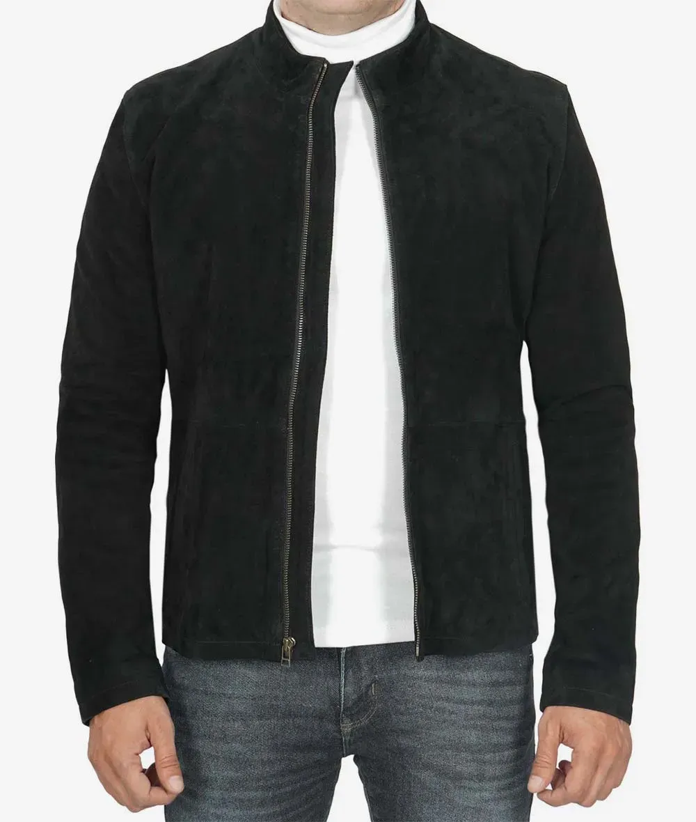 Men's Classic Black Suede Biker Style Jacket Men's Classic Black Suede Biker Style Jacket